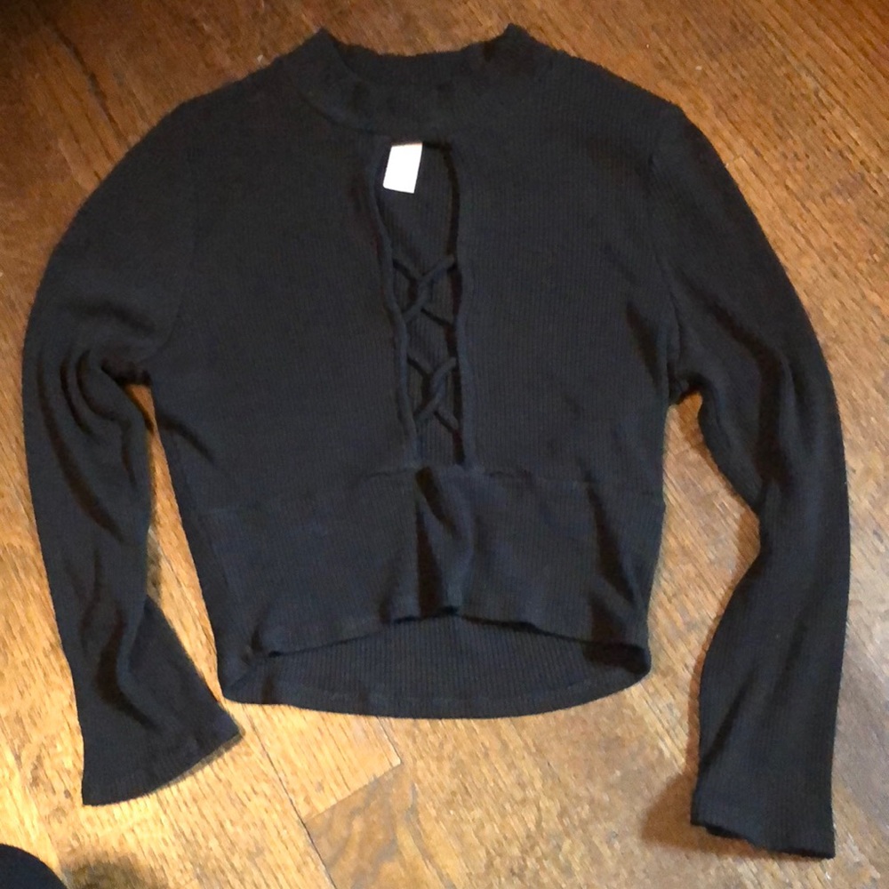 Open front high neck crop top